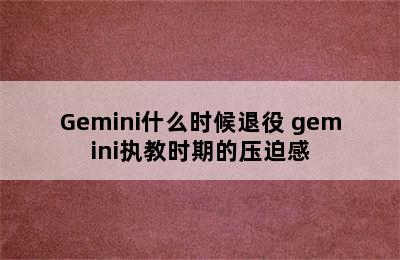 Gemini什么时候退役 gemini执教时期的压迫感